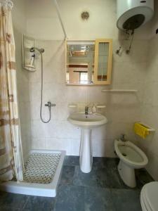 a bathroom with a sink and a toilet at La casetta in Bova Marina
