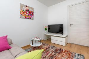 sala de estar con sofá y TV de pantalla plana en Apartment Vivid, en Pula