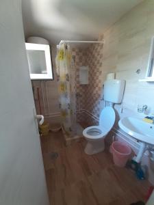 a bathroom with a toilet and a sink at Apartmani Bubamara in Soko Banja +20 photos