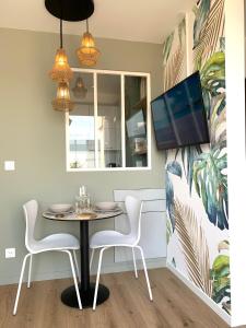 Televízia a/alebo spoločenská miestnosť v ubytovaní Élégant appartement T2 en 1ère ligne de l'Étang de Thau avec terrasse - Cures et vacances