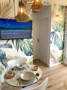 Televízia a/alebo spoločenská miestnosť v ubytovaní Élégant appartement T2 en 1ère ligne de l'Étang de Thau avec terrasse - Cures et vacances