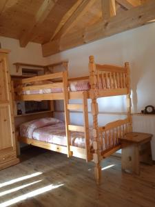 a bedroom with two bunk beds in a cabin at Baita Bocheto Vetriolo Levico Terme in Vetriola