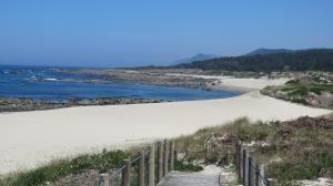 a path to a beach with sand and water at Afife & Ínsua Beach Apartment in Viana do Castelo