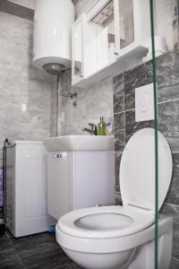 比耶拉的住宿－Apartmani Mili，浴室配有白色卫生间和盥洗盆。