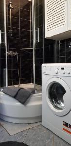 eine Waschmaschine im Bad neben einer Waschmaschine in der Unterkunft Apartament Vivienda in Ustka
