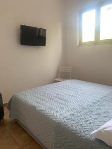 a bedroom with a bed and a flat screen tv at A Sorrento in Sorrento