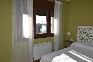 1 dormitorio con cama y ventana en Tordesillas, Miralduero en Tordesillas