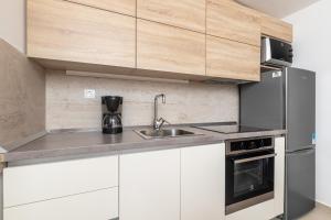 Kuchyň nebo kuchyňský kout v ubytování Apartman Lea