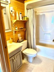 A bathroom at The Beach House Texada - Waterfront Cabin