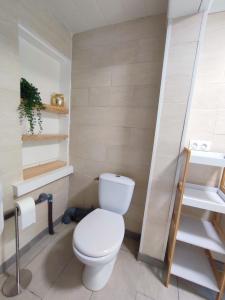 a bathroom with a white toilet and shelves at La Vallicella in Farinole +15 photos