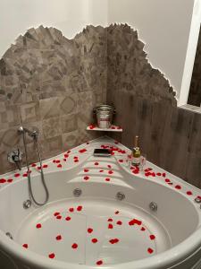 bañera con corazones rojos en el baño en Paradiso del Relax, en Alessandria