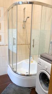 A bathroom at Beautiful Place in Slovakia Bratislava Old Town Center with AC