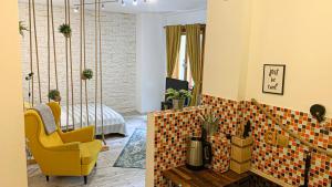 A seating area at Beautiful Place in Slovakia Bratislava Old Town Center with AC