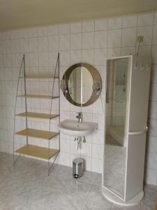 a bathroom with a sink and a mirror at Ferienwohnung Schmidt Werratal in Wanfried