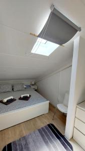 a bedroom with a bed and a skylight at Pipo Apartment Mareda in Novigrad Istria
