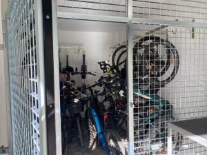 a room with a bike in a garage at Hotel Residence Ristorante Ramandolo in Udine