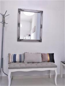 A seating area at Angelina's cosy apartment in Corfu town