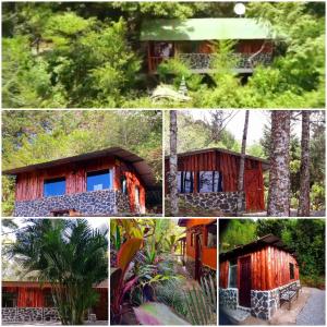 a collage of four pictures of a house at Cabañas Cerro Verde Lodge y Spa in Cartago
