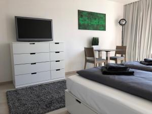 Μια τηλεόραση ή/και κέντρο ψυχαγωγίας στο Zu Gast im Mehrgenerationenwohnen +15 φωτογραφίες