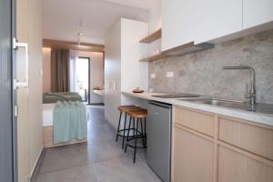 Kuchyň nebo kuchyňský kout v ubytování Asteras Hotel