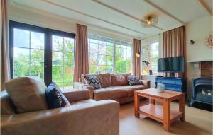 sala de estar con sofá y chimenea en Stunning Home In Scherpenisse With Wifi, en Sint Maartensdijk