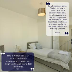 a poster of a bedroom with a bed and a light at K Suites - Teeswater - FREE PARKING in Bridgwater