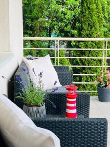 Balkón alebo terasa v ubytovaní Elit Medencés Apartman Hajdúszoboszló