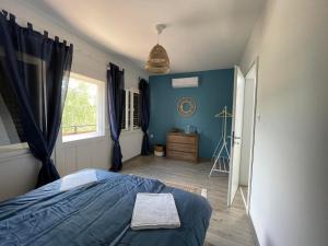佐馬爾迪的住宿－Z-HOMES，蓝色的卧室设有床和窗户