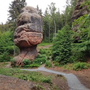 a rock formation in the middle of a trail at Haus Helena Dreiländerappartment in Zittau