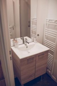 un baño con lavabo y espejo en LeBeauBrun_ HyperCentre_ Duplex, en Amboise 12 fotos más