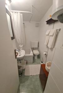 a small bathroom with a sink and a toilet at Holiday Home Little Heaven in Slatine +27 photos