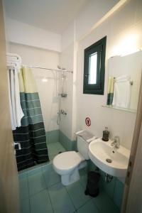 a bathroom with a toilet and a sink and a shower at Eri Rooms to Let in Raches