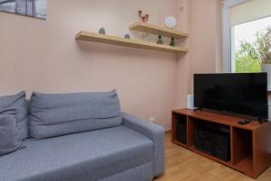 Televízia a/alebo spoločenská miestnosť v ubytovaní Gdansk Zabianka Sztormowa Apartment with 1 Bedroom by Noclegi Renters