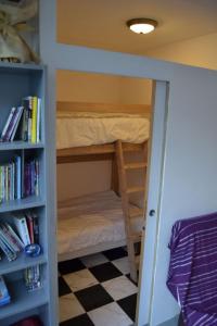 a room with a bunk bed and a book shelf at Gite HANSEL de la Ferme du Schneeberg in Wangenbourg