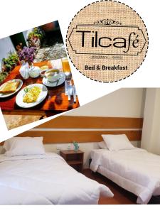 uma colagem de duas fotografias de um alojamento de acomodação e pequeno-almoço em Tilcafé Bed & Breakfast em Mollepata