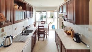 a kitchen with a sink and a table with chairs at Lilly in Rijeka