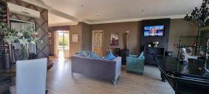 sala de estar con sofá y TV en Sandmartins, en Suider-Paarl