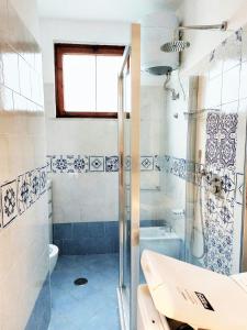 埃爾基耶的住宿－Luna blu，带淋浴、卫生间和盥洗盆的浴室