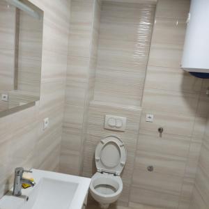 a small bathroom with a toilet and a sink at Apartman Centar Bar in Bar