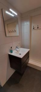 un baño con lavabo y espejo en Bed & Breakfast Hellendoorn, en Hellendoorn