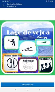 una página de un sitio web con un montón de logotipos en Hostel Del Lago Yojoa Backpackers, en Agua Azul