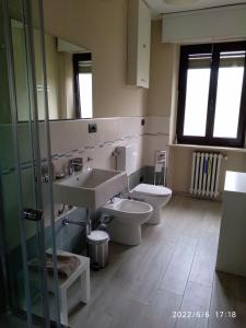 een badkamer met een wastafel en een toilet bij La Cà ët Mec in Robilante