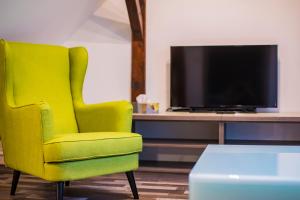 Televízia a/alebo spoločenská miestnosť v ubytovaní Apartmán Dvorce