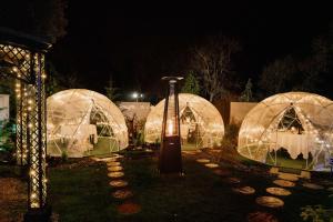 a group of igloo domes at night with lights at Ivy Hill Hotel, Sure Hotel Collection by Best Western in Chelmsford