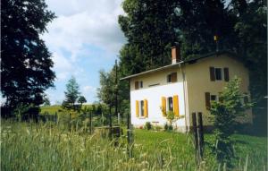 a small white house in a field of tall grass at Holiday home Am Trieberweg S in Falkenstein