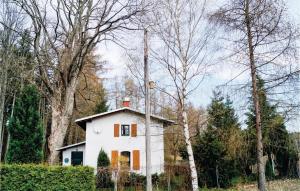 a small white house in the middle of a forest at Holiday home Am Trieberweg S in Falkenstein