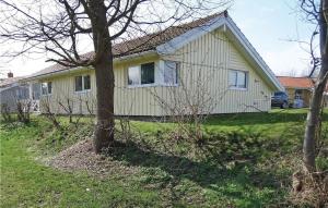 a yellow house with a tree in front of it at Strandpark 22 in Schönhagen
