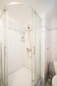 a shower with a glass door in a bathroom at Two bedroom apartment in city center Igor in Zadar +27 photos