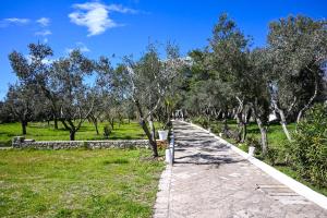 einen Weg in einem Park mit Bäumen und Gras in der Unterkunft Dimora La Cucchiara - POOL - GARDEN - PARKING in Porto Selvaggio in Santa Caterina di Nardò + 29 Fotos