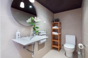 a bathroom with a sink and a mirror and a toilet at Inside Barcelona Apartments Sants in Barcelona +56 photos
